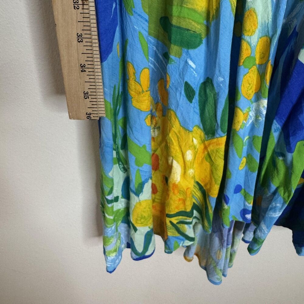 Jams World Dress Womens Large Blue Wonderland Floral Hawaiian Boho Sundress - Picture 9 of 11